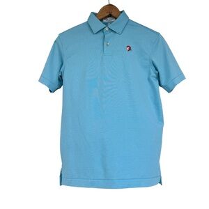 Peter Millar Polo Summer Comfort Kids Sz8-10 Pirate Blue White Striped